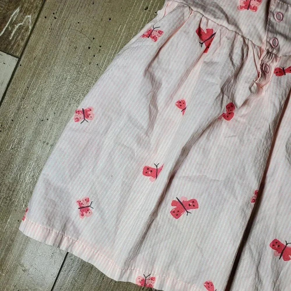 Just One You by Carter's Pink and White Striped Butterfly Dress Baby Girl 18m